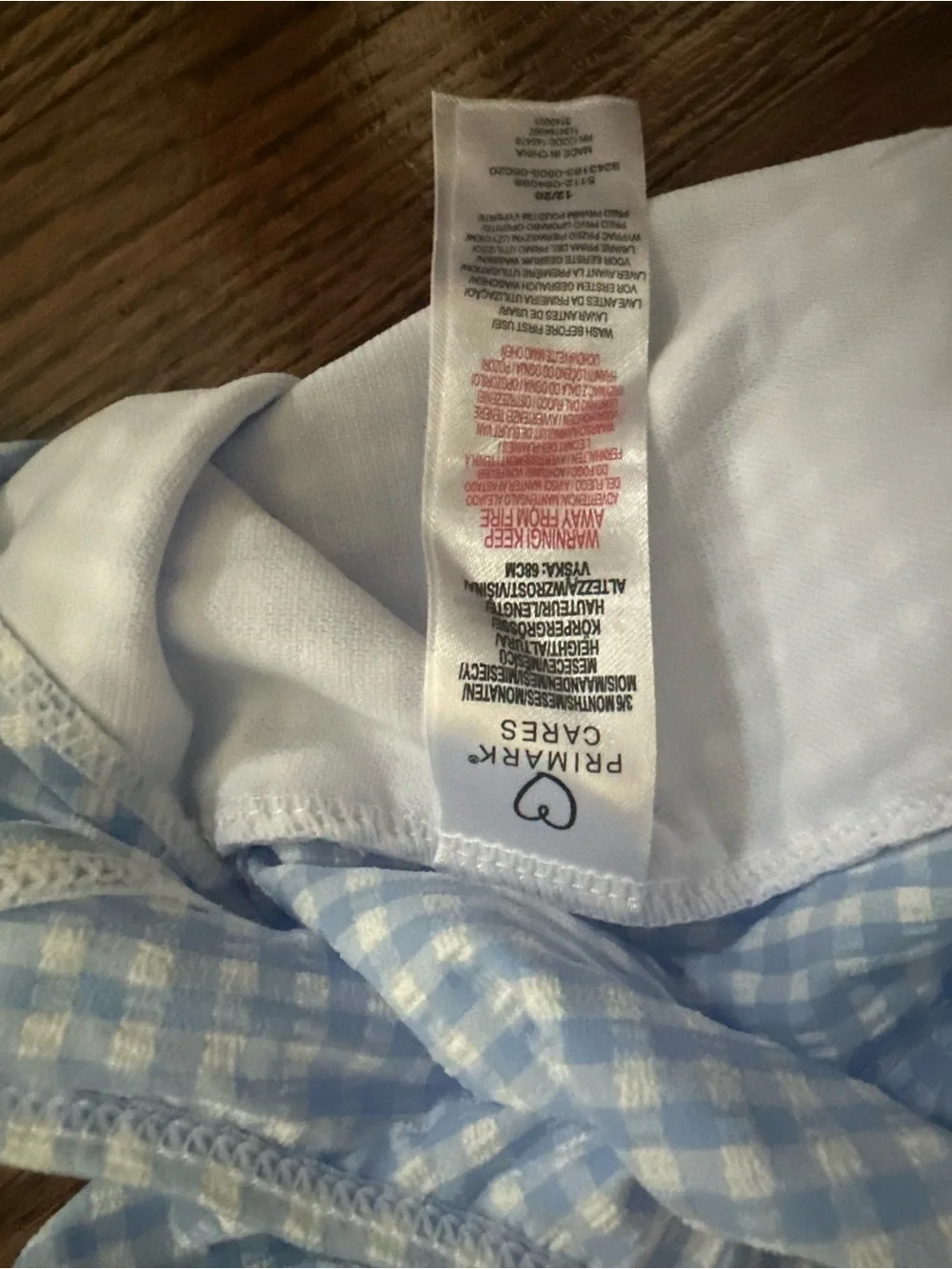 Primark Blue and White Gingham Ruffle One-Piece Swimsuit for Kids